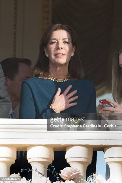 Princess Caroline of Hanover attends the Official Presentation Of The Monaco Twins : Princess Gabriella of Monaco And Prince Jacques of Monaco At The...
