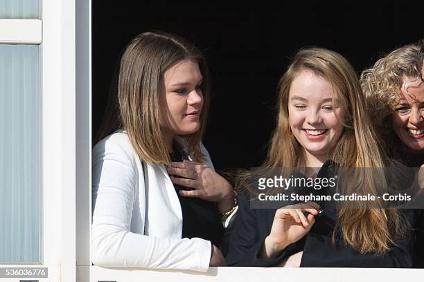 Camille Gotlieb and Princess Alexandra of Hanover attend the Official Presentation Of The Monaco Twins : Princess Gabriella of Monaco And Prince...
