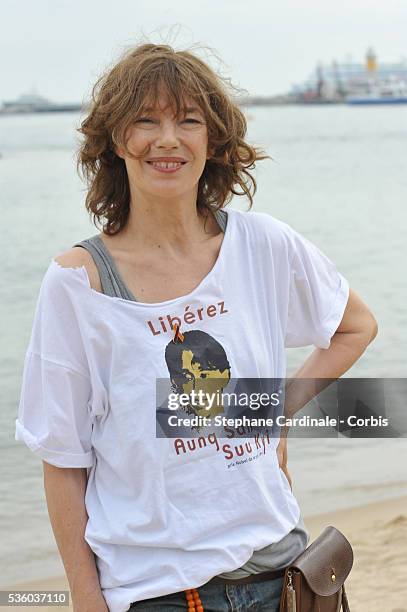 Jane Birkin at the photo call of "Peaceful March to Save Burma" during the 61st Cannes Film Festival.