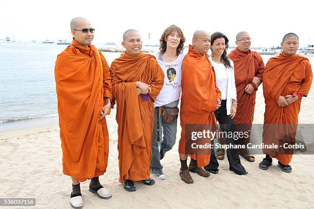 Jane Birkin at the photo call of "Peaceful March to Save Burma" during the 61st Cannes Film Festival.