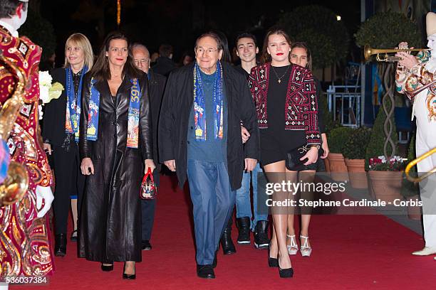 Princess Stephanie of Monaco, Robert Hossein and Camille Gottlieb attend the 39th International Circus Festival of Monte-Carlo on January 17, 2015 in...