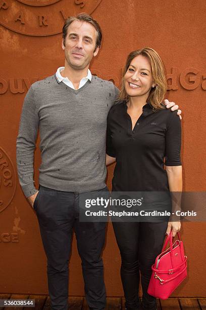 Actress Shirley Bousquet and companion Charles Watine attend day ten of the 2016 French Open at Roland Garros on May 31, 2016 in Paris, France.