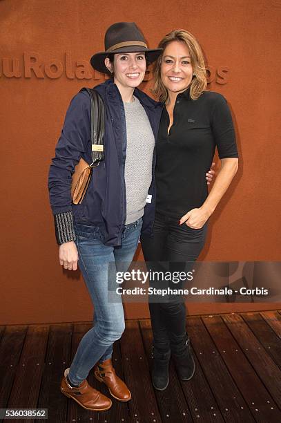 Actresses Louise Monot and Shirley Bousquet attend day ten of the 2016 French Open at Roland Garros on May 31, 2016 in Paris, France.