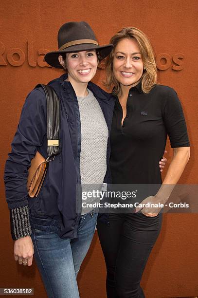 Actresses Louise Monot and Shirley Bousquet attend day ten of the 2016 French Open at Roland Garros on May 31, 2016 in Paris, France.