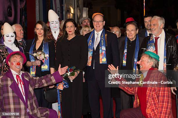 Pauline Ducruet, Princess Stephanie of Monaco, Prince Albert II of Monaco, Robert Hossein and Jean Paul Belmondo attend the Award Ceremony of the...