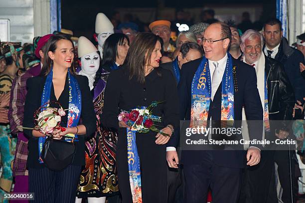 Pauline Ducruet, Princess Stephanie of Monaco and Prince Albert II of Monaco attend the Award Ceremony of the 39th International Circus Festival of...