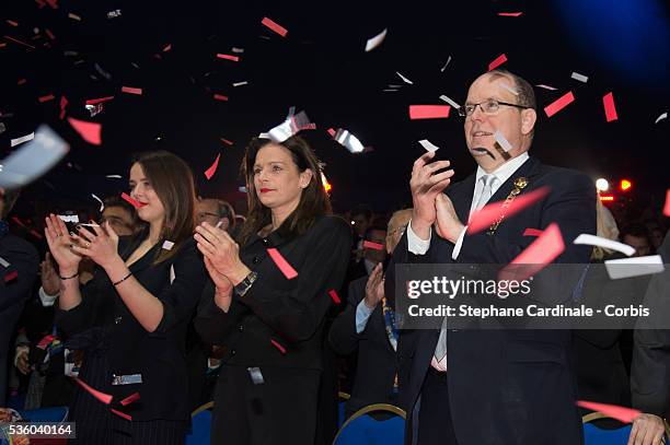 Pauline Ducruet, Princess Stephanie of Monaco and Prince Albert II of Monaco attend the Award Ceremony of the 39th International Circus Festival of...