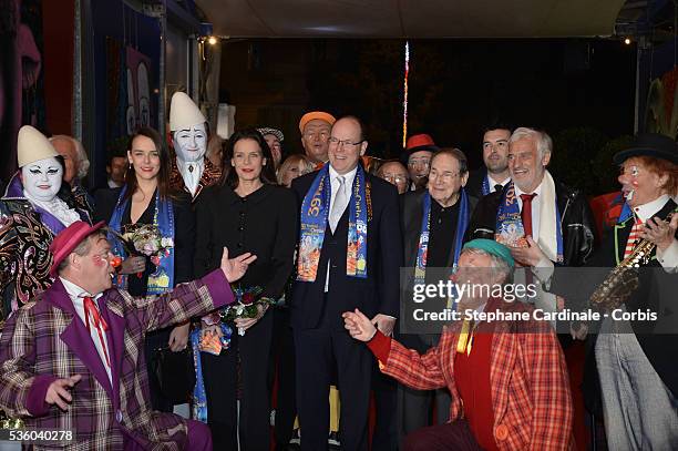 Pauline Ducruet, Princess Stephanie of Monaco, Prince Albert II of Monaco, Robert Hossein and Jean Paul Belmondo attend the Award Ceremony of the...