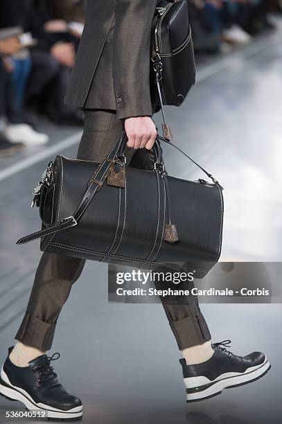 Bag detail is seen as a model walks the runway during the Louis Vuitton Menswear Fall/Winter 2015-2016 show as part of Paris Fashion Week on January...