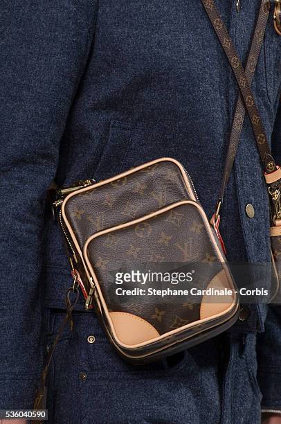 Bag detail is seen as a model walks the runway during the Louis Vuitton Menswear Fall/Winter 2015-2016 show as part of Paris Fashion Week on January...