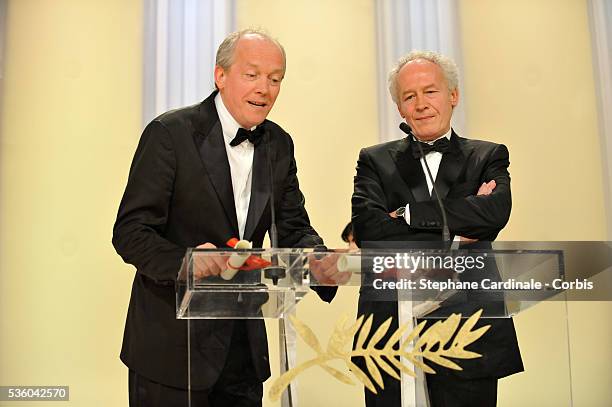 Luc and Jean Pierre Dardenne at the closing ceremony during the 61st Cannes Film Festival.