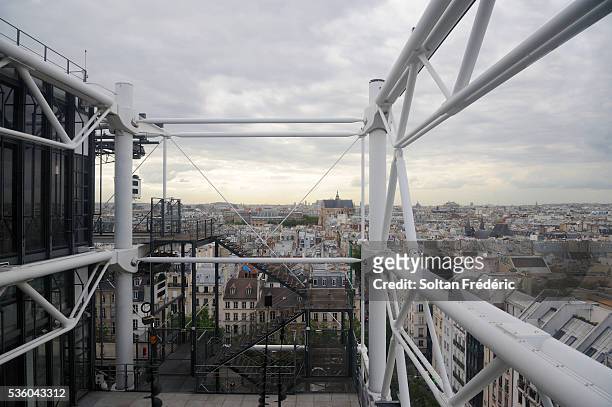 aerial view of paris - centre georges pompidou stock pictures, royalty-free photos & images