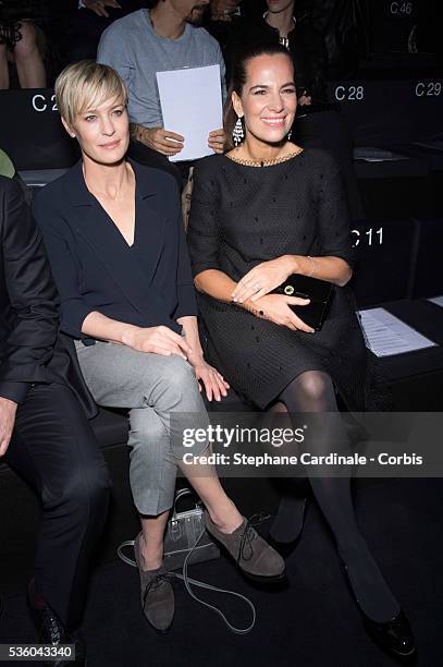 Robin Wright and Roberta Armani attend the Giorgio Armani Prive show as part of Paris Fashion Week Haute Couture Spring/Summer 2015 on January 27,...