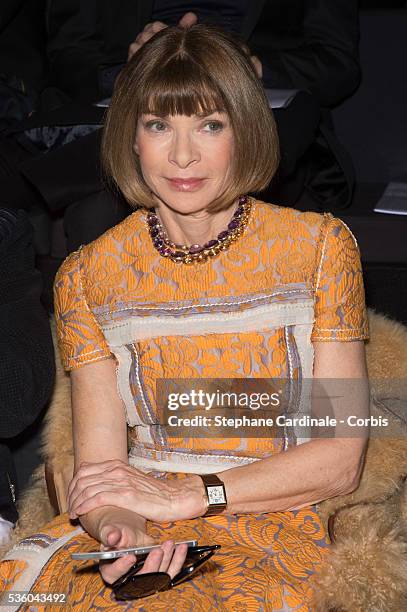 Anna Wintour attends the Giorgio Armani Prive show as part of Paris Fashion Week Haute Couture Spring/Summer 2015 on January 27, 2015 in Paris,...