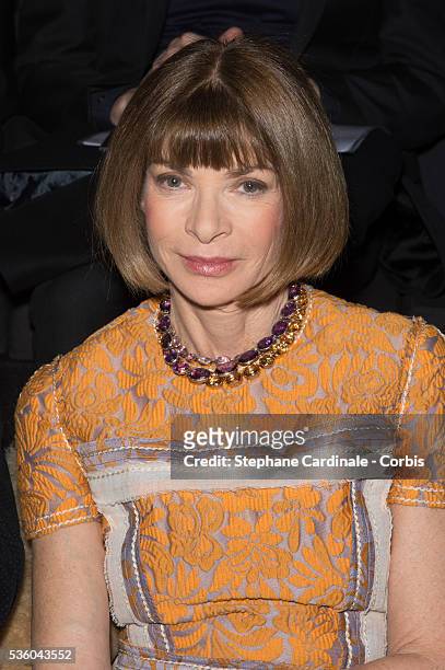 Anna Wintour attends the Giorgio Armani Prive show as part of Paris Fashion Week Haute Couture Spring/Summer 2015 on January 27, 2015 in Paris,...