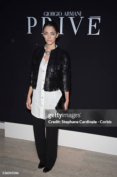 Sofia Sanchez Barrenechea attends the Giorgio Armani Prive show as part of Paris Fashion Week Haute Couture Spring/Summer 2015 on January 27, 2015 in...