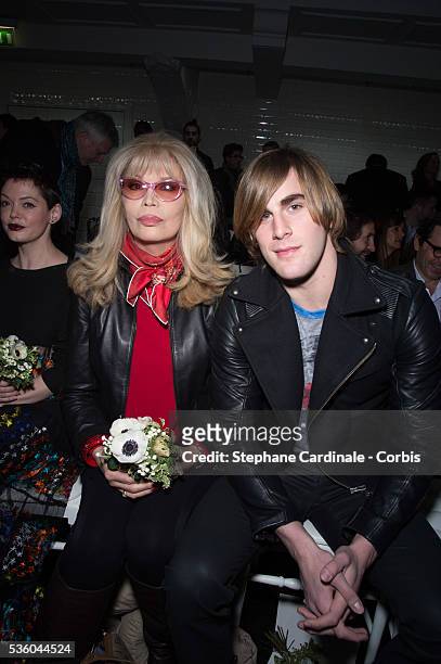Amanda Lear and guest attend the Jean Paul Gaultier show as part of Paris Fashion Week Haute Couture Spring/Summer 2015 on January 28, 2015 in Paris,...
