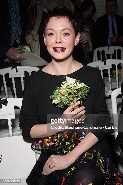 Rose McGowan attends the Jean Paul Gaultier show as part of Paris Fashion Week Haute Couture Spring/Summer 2015 on January 28, 2015 in Paris, France.