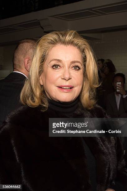 Catherine Deneuve attends the Jean Paul Gaultier show as part of Paris Fashion Week Haute Couture Spring/Summer 2015 on January 28, 2015 in Paris,...