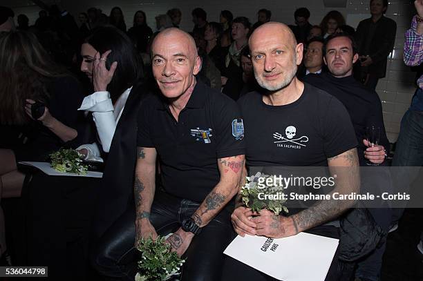 Pierre et Gilles attend the Jean Paul Gaultier show as part of Paris Fashion Week Haute Couture Spring/Summer 2015 on January 28, 2015 in Paris,...