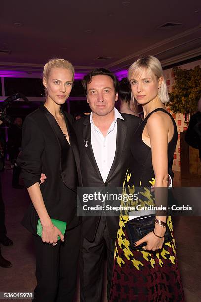 Aymeline Valade, Emmanuel Perrotin and Anne-Sophie Mignaux attend the Sidaction Gala Dinner 2015 at Pavillon d'Armenonville on January 29, 2015 in...