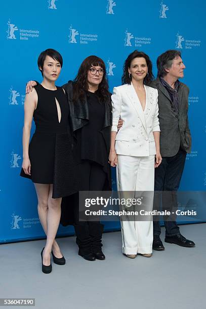 Actress Rinko Kikuchi, director Isabel Coixet and actors Juliette Binoche and Gabriel Byrne attend the 'Nobody Wants the Night' photo call during the...