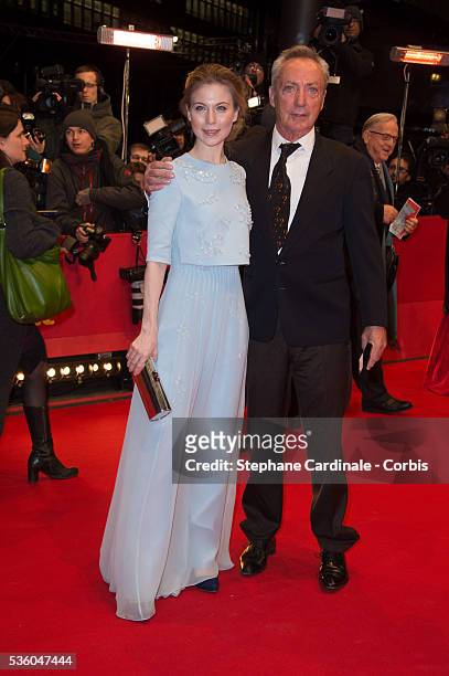 Actress Nora von Waldstaetten and actor Udo Kier attend the 'Nobody Wants the Night' Opening Night premiere during the 65th Berlinale International...