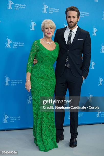 Helen Mirren and Ryan Reynolds attend the 'Woman in Gold' photocall during the 65th Berlinale International Film Festival on February 9, 2015 in...