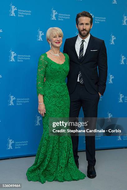 Helen Mirren and Ryan Reynolds attend the 'Woman in Gold' photocall during the 65th Berlinale International Film Festival on February 9, 2015 in...