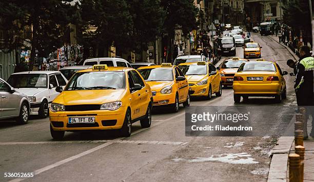yellow taxi in istanbul - yellow taxi stock pictures, royalty-free photos & images