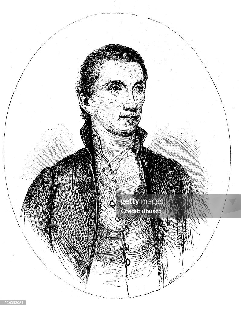 Antique illustration of James Monroe