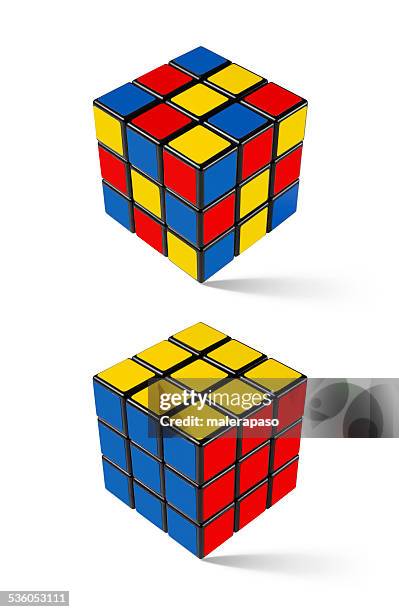 solution. rubik's cube. - rubiks kub bildbanksfoton och bilder