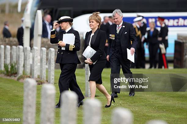 First Minister of Scotland Nicola Sturgeon attends a service at Lyness Cemetery during the 100th anniversary commemorations for the Battle of Jutland...