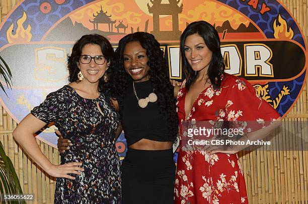 Aubry Bracco ,Cydney Gillon, and Michele Fitzgerald pose for a photograph on the red carpet following the live reunion show broadcast from Los...