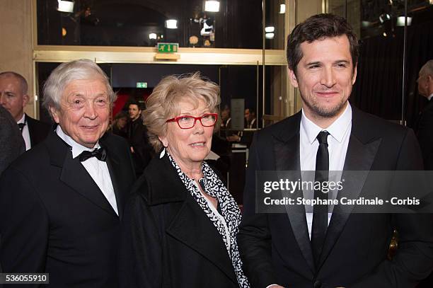 Guillaume Canet with his parents arrive at the 40th Cesar Film Awards 2015 Cocktail at Theatre du Chatelet on February 20, 2015 in Paris, France.