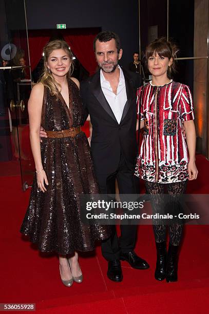 Louane Emera, Eric Lartigau and Marina Fois arrive at the 40th Cesar Film Awards 2015 Cocktail at Theatre du Chatelet on February 20, 2015 in Paris,...