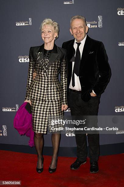 Tonie Marshall and Jean Paul Gaultier attend the 40th Cesar Film Awards at Theatre du Chatelet on February 20, 2015 in Paris, France.