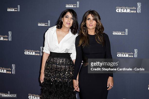 Leila Bekhti and Geraldine Nakache attend the 40th Cesar Film Awards at Theatre du Chatelet on February 20, 2015 in Paris, France.
