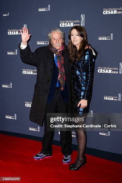 Jean Rochefort with his daughter Clemence attend the 40th Cesar Film Awards at Theatre du Chatelet on February 20, 2015 in Paris, France.