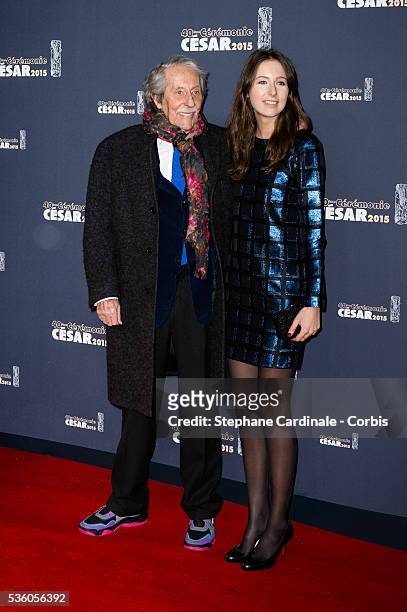 Jean Rochefort with his daughter Clemence attend the 40th Cesar Film Awards at Theatre du Chatelet on February 20, 2015 in Paris, France.