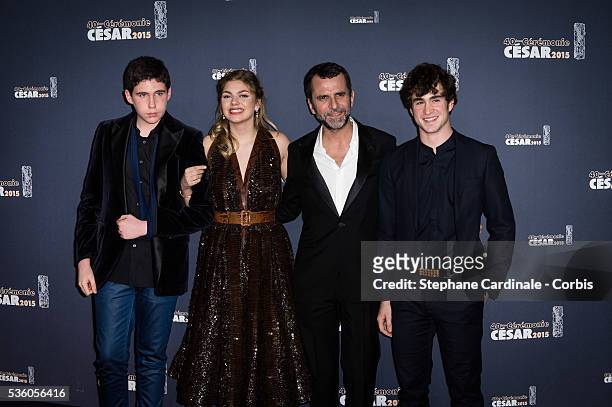 Luca Gelberg, Louane Emera, Eric Lartigau et Ilian Bergala attend the 40th Cesar Film Awards at Theatre du Chatelet on February 20, 2015 in Paris,...