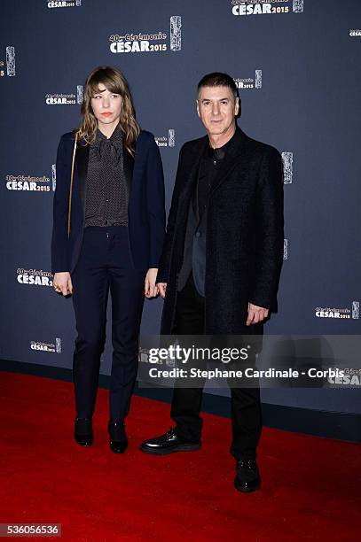 Calypso Valois and Etienne Daho attend the 40th Cesar Film Awards at Theatre du Chatelet on February 20, 2015 in Paris, France.