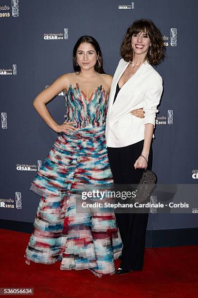 Izia and Doria Tillier attend the 40th Cesar Film Awards at Theatre du Chatelet on February 20, 2015 in Paris, France.