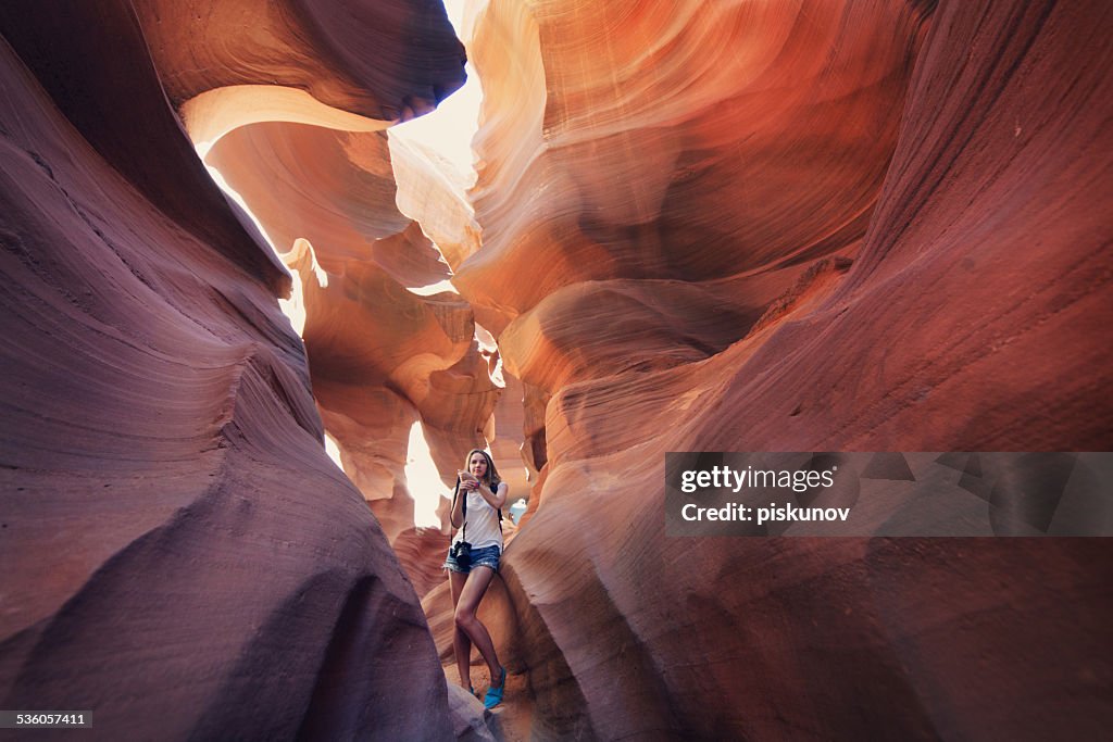 Tourist inside Antelope Canyon