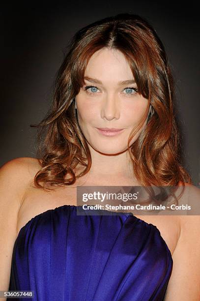 Carla Bruni-Sarkozy attends the 7th annual Sidaction fashion fundraising dinner to fight AIDS, in Paris.