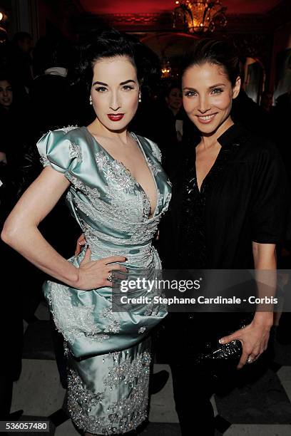 Dita von Teese and Elsa Pataky attend the 7th annual Sidaction fashion fundraising dinner to fight AIDS, in Paris.