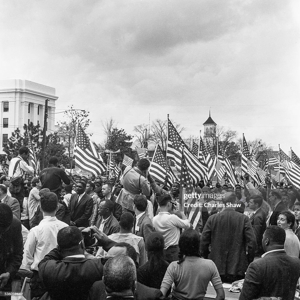 Marchers & Press At State Capitol