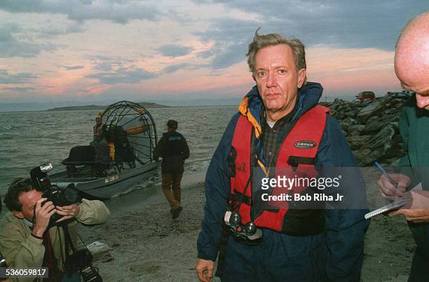 Bruce Babbit, U.S. Secretary of the Interior tours the Salton Sea, December 18, 1997 in Southern California.