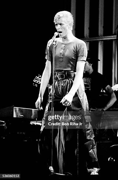 David Bowie in concert at the Los Angles Forum, April 4, 1978 in Inglewood, California,