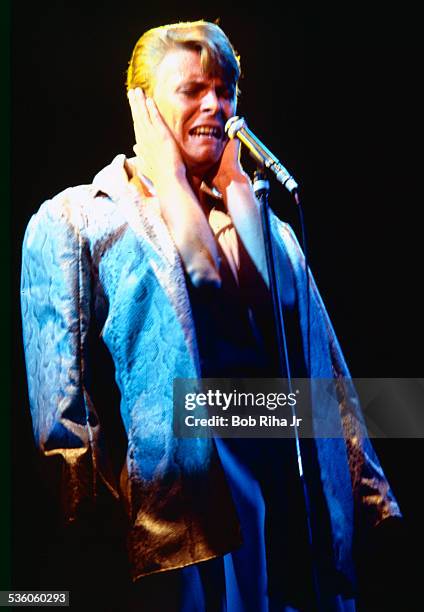 David Bowie in concert at the Los Angles Forum, April 4, 1978 in Inglewood, California,